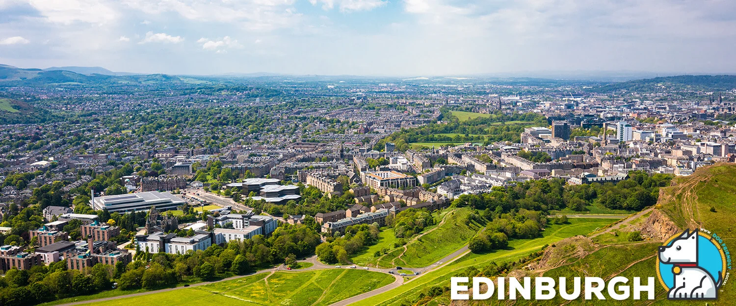 Cityscape of Edinburgh from Arthur's Seat in a beautiful summer day, Scotland, UK