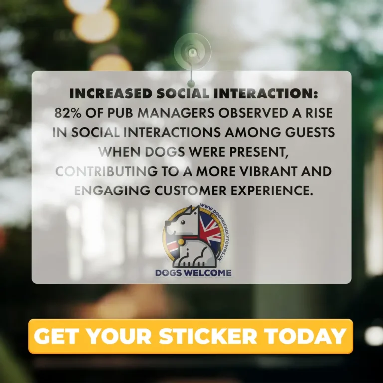 Increase social interaction and spending by showing your business is dog friendly with our dogs welcome window sticker